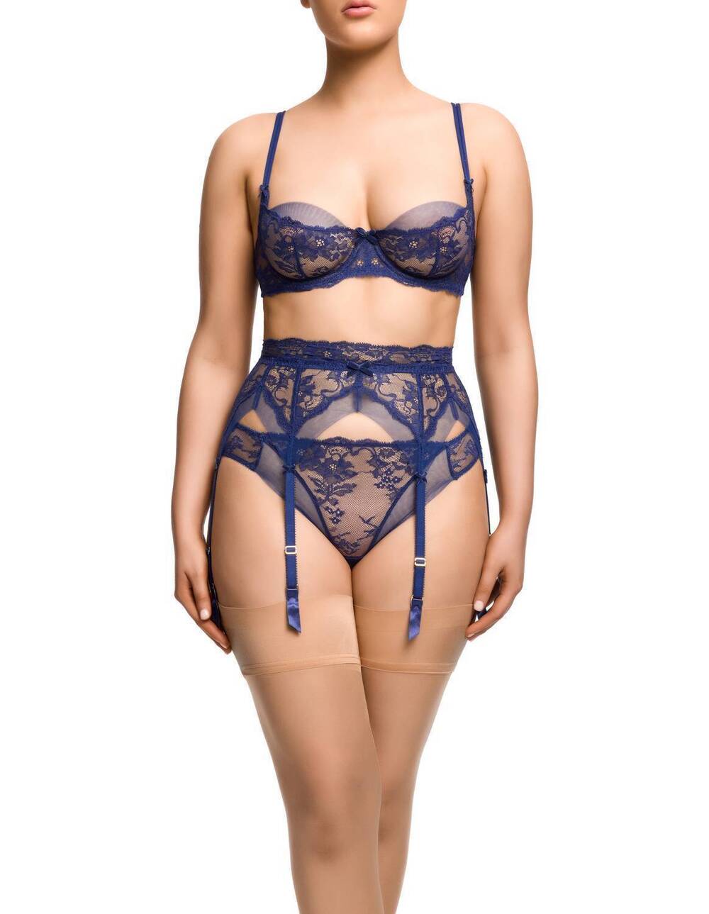 NEW DITA VON TEESE yva lace suspender in after dark